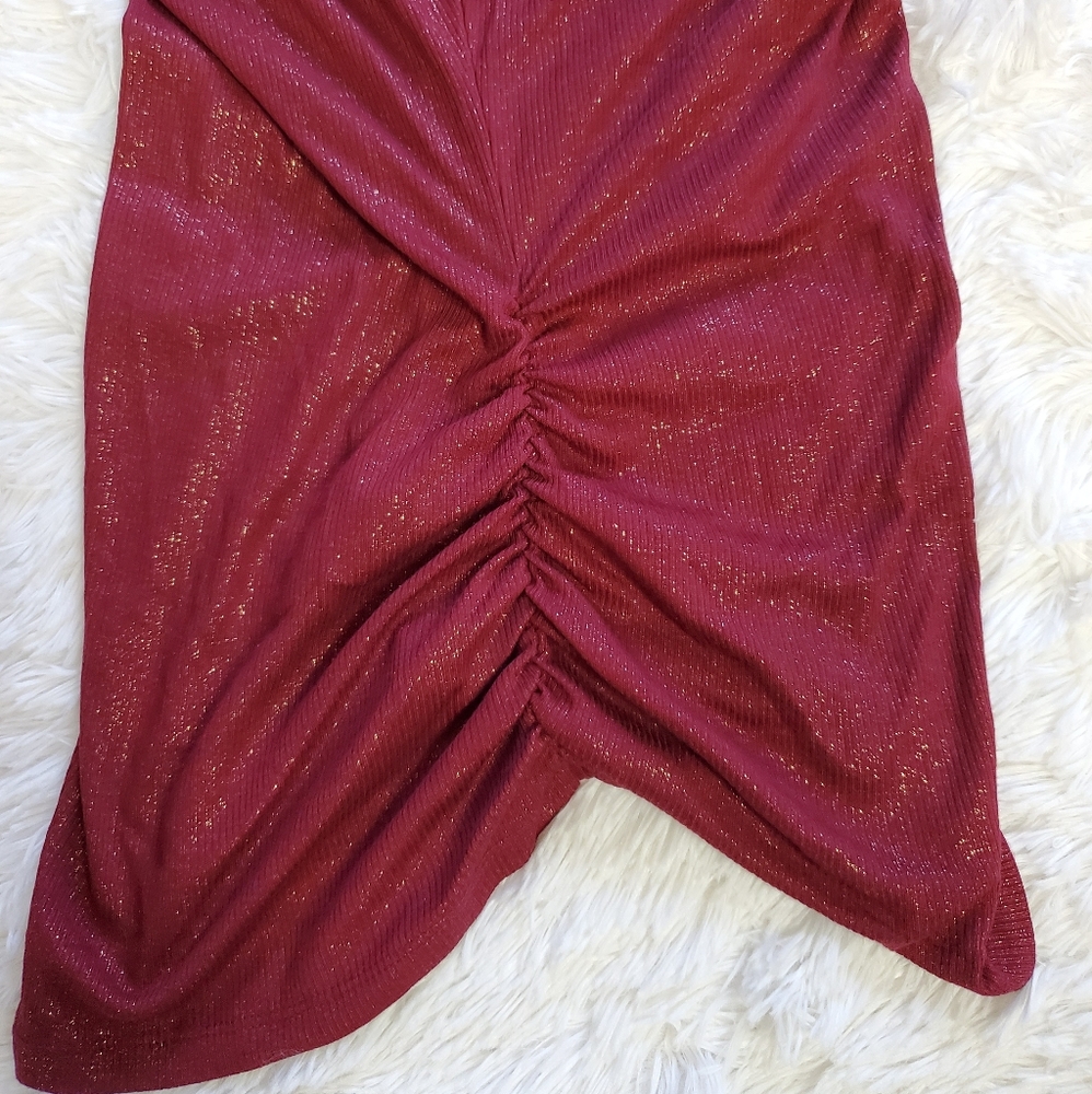 CANDIE'S BURGUNDY GOLDEN SHIMMER STRAPPY BACK TOP! - Picture 8 of 15